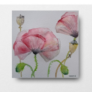 Kwiaty-akwarela formatu 15x15 cm