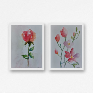 Kwiaty - dwie akwarele formatu 18/24 cm