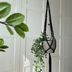 Kwietnik makramowy - czarny - wewnętrzny/zewnętrzny