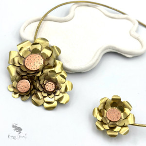 Kwietny Naszyjnik- Mosiężna Kolia Handmade