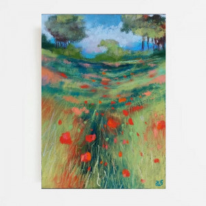 Łąka 11-rysunek   formatu 24/18 cm - praca pastelami