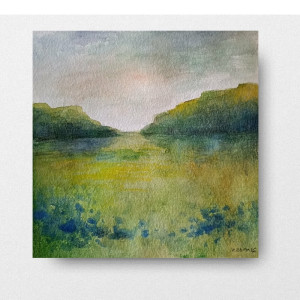 Łąka-akwarela formatu 20/20 cm