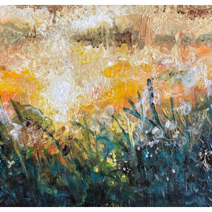 ŁĄKA I (MEADOW I - 24X30) - OBRAZ MALOWANY RĘCZNIE NA PŁÓTNIE, PEJZAŻ