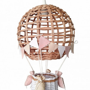 Lampa dziecięca balon handmade natur biały 3 kol pudroz