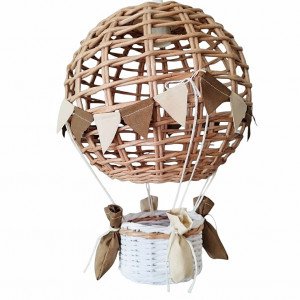 Lampa dziecięca balon handmade natur biały braz len
