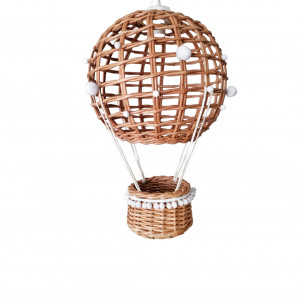 Lampa dziecięca balon handmade natur pompony