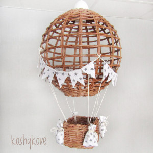 Lampa Latający BALON I natur/biały gwiazdki