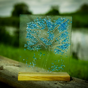 Lampka led - niebieskie liście