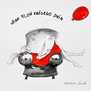 "Łap flow każdego dnia" praca akwarelami oraz piórkiem