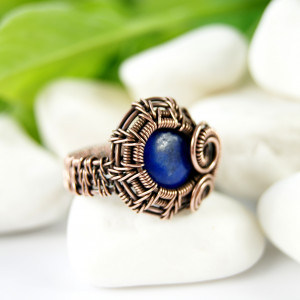 Lapis lazuli regulowany pierścionek z miedzi