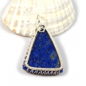 Lapis lazuli, srebrny wisior z lapisem blue
