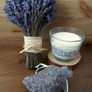 Lawenda prezent świeca woreczek bukiet