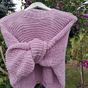 Lawendowy sweter.Handmade.