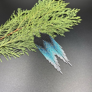 lekkie kolczyki cieniowane czarno turkusowo białe #1031