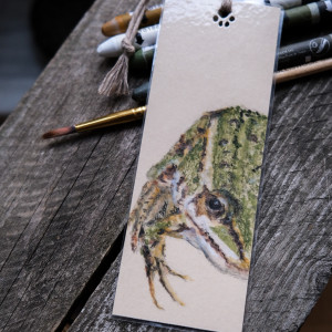 Leśna zakładka do książki z żabką ręcznie malowana