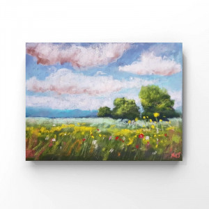 Letnia łąka -rysunek  18/24 cm pastele suche