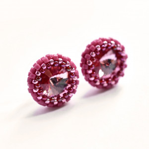 Light Rose, kolczyki z kryształami Swarovskiego, beading