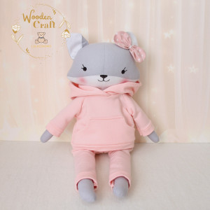 Lisek Pola w pudrowo-różowym dresiku, przytulanka, prezent GOTOWY