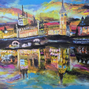 Londyn na plotnie 70x50x1 cm