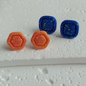 "Luna I" - kolczyki sztyfty z gliny polimerowej - zestaw 2 pary