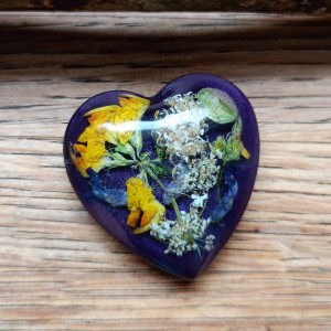 Magnes z żywicy na lodówkę - Lawendowe serce natury