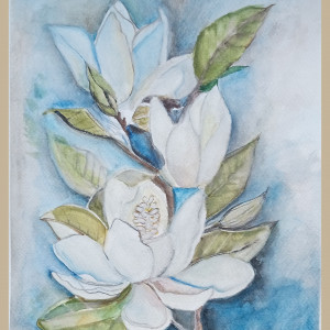 Magnolie, akwarela,  format 240x320 mm.