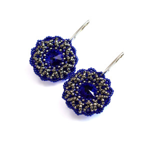 Majestic Blue II, kolczyki z kryształami Swarovskiego, beading
