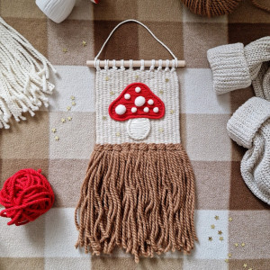 Makatka muchomor, grzybek, jesienne rękodzieło