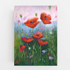 Makowa  Łąka  -rysunek  24x18 cm pastele suche