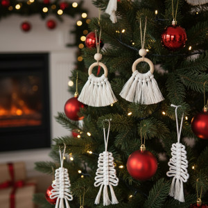 Makramowe ozdoby zawieszki na choinkę 6 sztuk