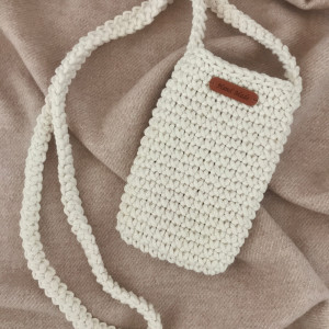 Mała torebka na ramię, etui na telefon,listonoszka ecru.