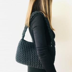 Mała torebka na ramię, grafitowa torba .