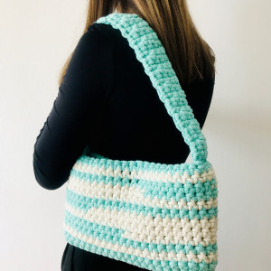 Mała torebka na ramię, mięta/ecru torba.