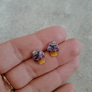 Małe kolczyki sztyfty- Mroczne babeczki - Halloween