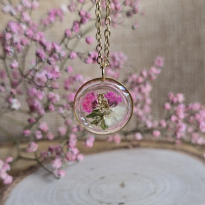 Malinowa łąka złota zawieszka gipsówka różowe