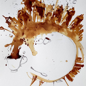 "Malowane kawą" obraz namalowany kawą, format A3