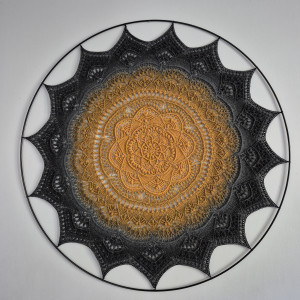 Mandala słońce 90 cm musztarda-grafit