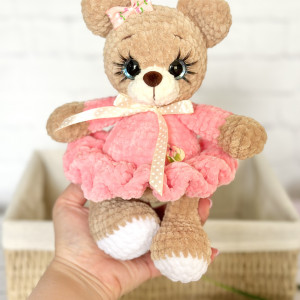 Maskotka miś wyk. szydełkiem - róż 2