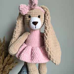 Maskotka przytulanka miękki króliczek miś na szydełku