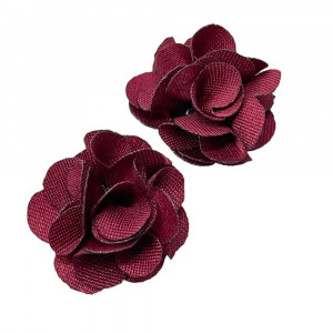 Materiałowe kolczyki z bordowymi kwiatami c1200