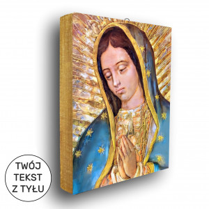 Matka  Boża  z  Guadalupe - ikona z tekstem z tyłu