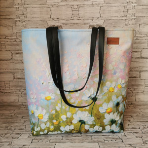 Mega shopper duża torebka na ramię - kwiaty 2