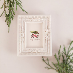 Merry Christmas! choinka,  świateczny rower