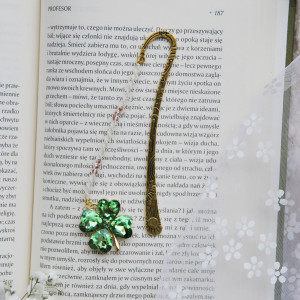 Metalowa zakładka do książki czterolistna koniczynka - na szczęście