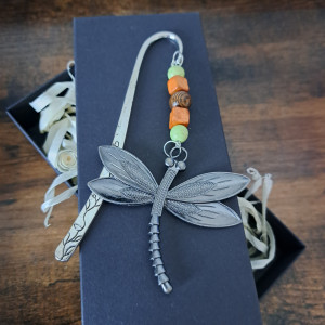 Metalowa zakładka do książki z ważką 1 (w pudełku)