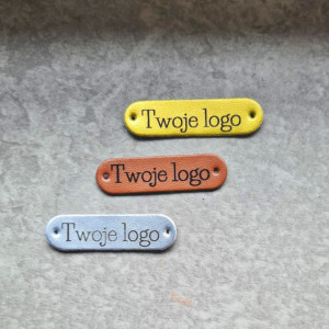 Metki personalizowane zestaw 30szt logo Twój napis ekoskóra
