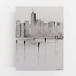 Miasto 2-akwarela formatu 18/24 cm