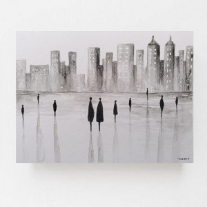 Miasto-akwarela formatu 18/24 cm