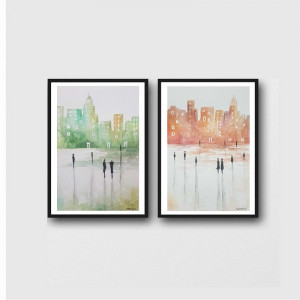Miasto-dwie akwarele