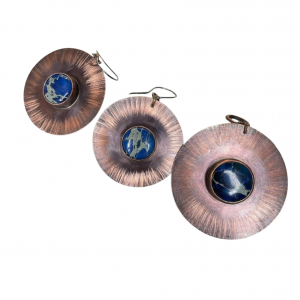 Miedziany komplet z jaspisami cesarskimi c1261